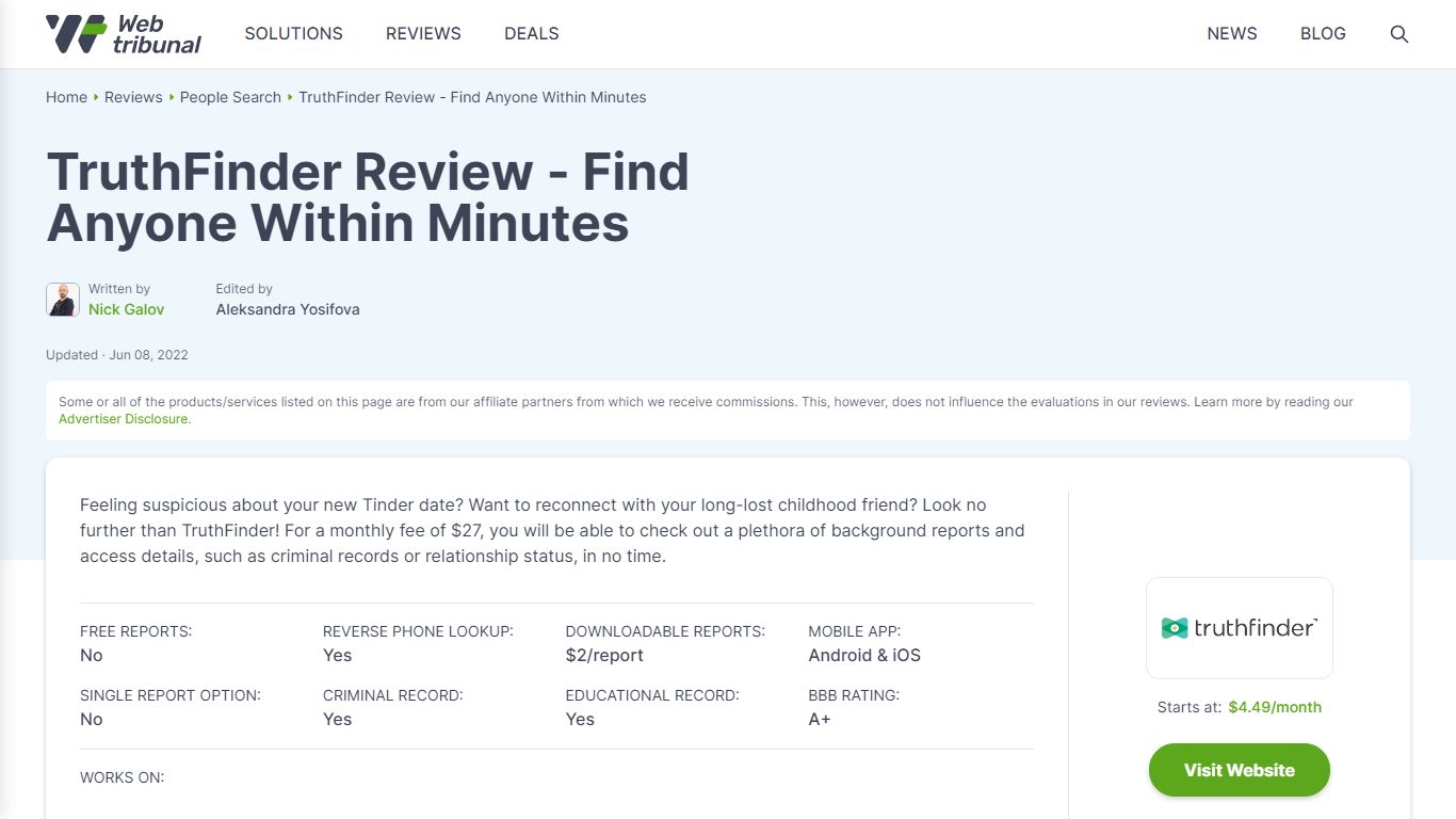 TruthFinder Review - Extensive Background Checks with Great Accuracy